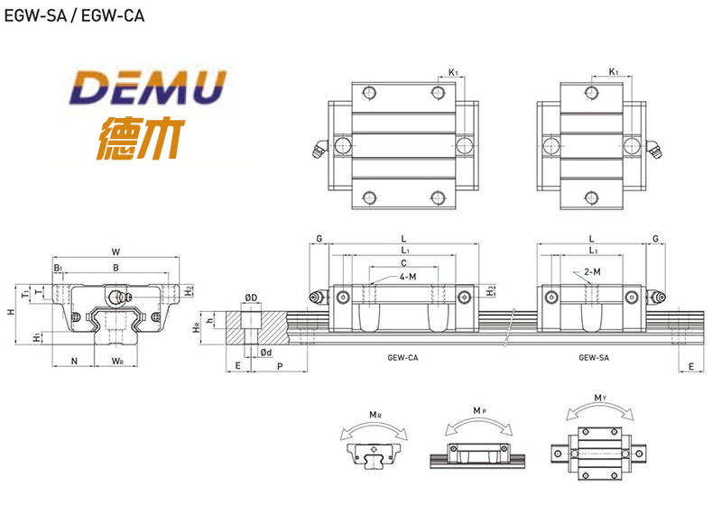 EG系列線性導軌尺寸表